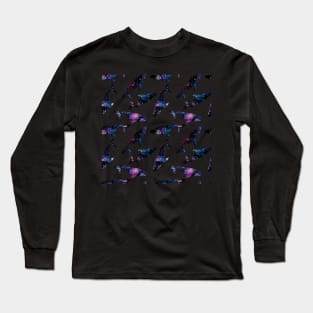 Seamless pattern with cosmic or galaxy whale Long Sleeve T-Shirt